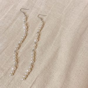 アクセサリー作家saki パールの長めのピアス
